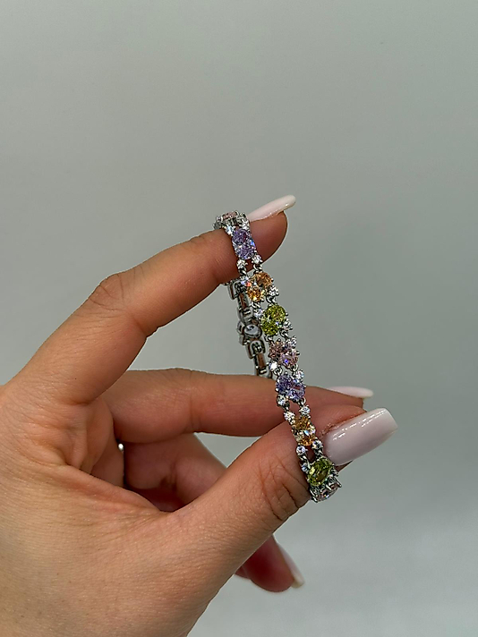 Xuping Gümüş Renk Çok Renkli Taşlı Bileklik