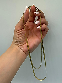 Çelik Çift Katlı Yassı (Snake) Zincir Kolye – Gold Renk