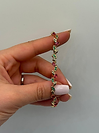 XUPING Renkli Kalp & Yaprak Detaylı VIP Çelik Bileklik – 14K Altın Renk