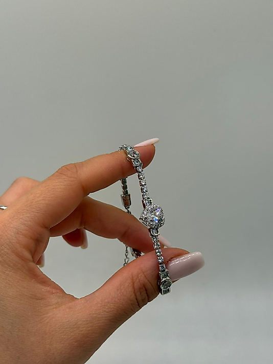 XUPİNG Orta Taşlı Zirkon VIP Çelik Bileklik – Gümüş Renk