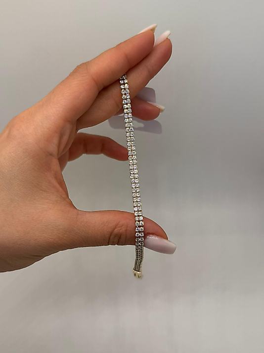 Xuping Zirkon Taşlı Klasik Tennis Gold Bileklik (Çift Sıra Görünümlü)