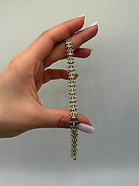 Üç Sıralı İnce Taşlı Xuping VIP Çelik 14K Altın Renk Kadın Bileklik