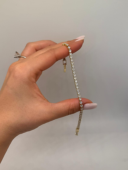 Xuping Zirkon Taşlı Klasik Tennis Gold Bileklik