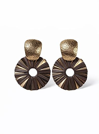 Gold Dokulu Halka Form Kadın Küpe