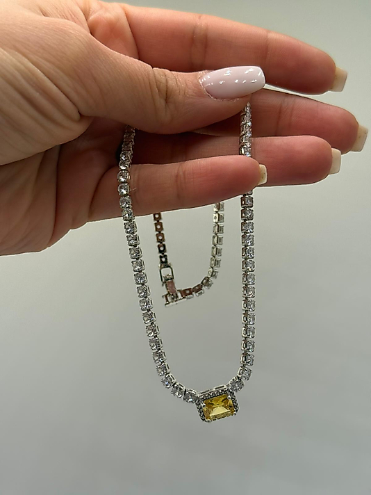 Sarı Taş Detaylı Tam Tur Xuping Kolye