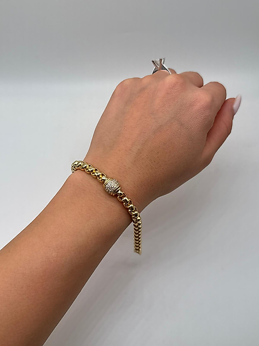 Xuping Gold Kalın Zincir Zirkon Orta Detay Bileklik