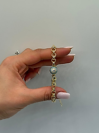 XUPİNG Nazar Boncuk Detaylı VIP Çelik Bileklik – 14K Altın Renk