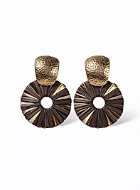 Gold Dokulu Halka Form Kadın Küpe