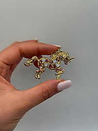 Zirkon Taşlı Tek Boynuzlu At (Unicorn) Figürlü Broş