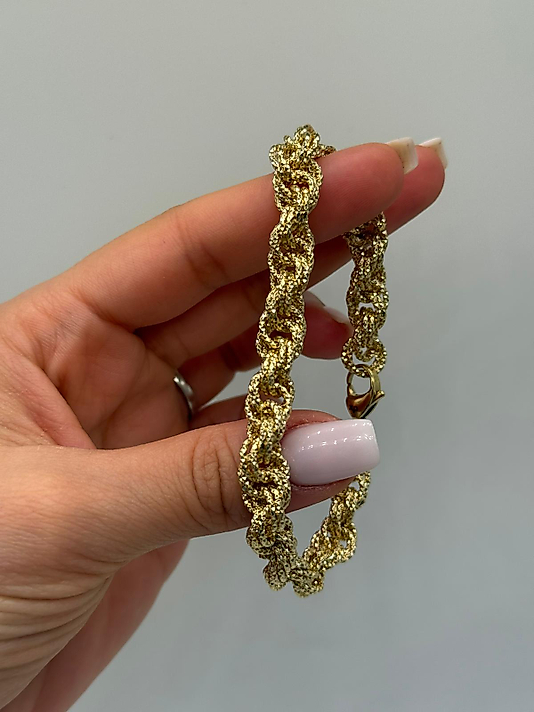 Dokulu Kalın Zincir Xuping VIP Çelik 14K Altın Renk Kadın Bileklik