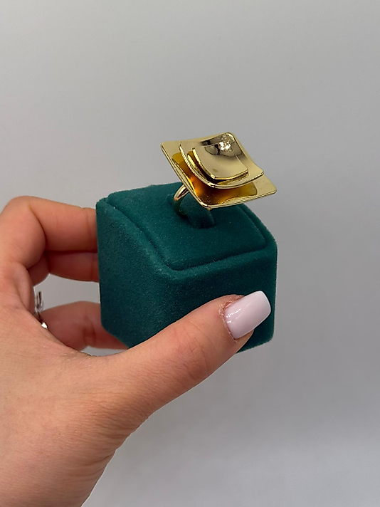 Katmanlı Kare Gold Yüzük