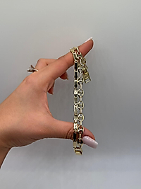 Zirkon Detaylı Xuping VIP Çelik 14K Altın Renk Çift Zincir Kadın Bileklik