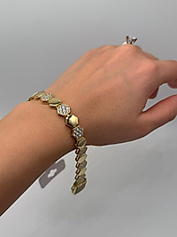 Xuping Zirkon Taşlı Kilit Detaylı Altıgen Gurmet Gold Bileklik