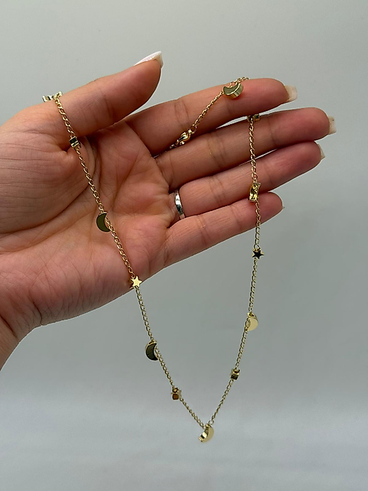 Xuping VIP Çelik Ay ve Yıldız Figürlü Kolye – 14K Altın Renk