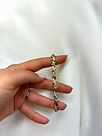 XUPING Zirkon Detaylı Klasik Zincir VIP Çelik Bileklik – 14K Altın Renk