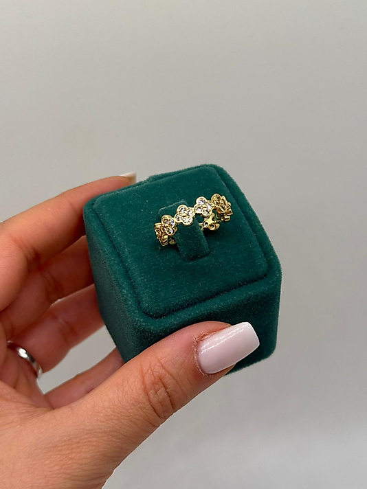 Xuping Çiçek Motifli Taşlı Altın Renk Yüzük