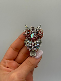 Zirkon Taşlı Baykuş Figürlü Gümüş Renk Broş