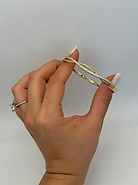 Xuping Taşlı Dalga Formlu Altın Renk Kelepçe