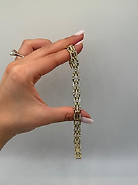 Çok Sıralı Zirkon Detaylı Xuping VIP Çelik 14K Altın Renk Kadın Bileklik