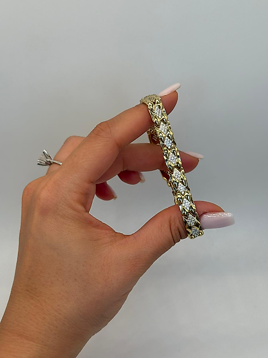 Xuping Baget Taş Detaylı Altın Renk Zincir Bileklik