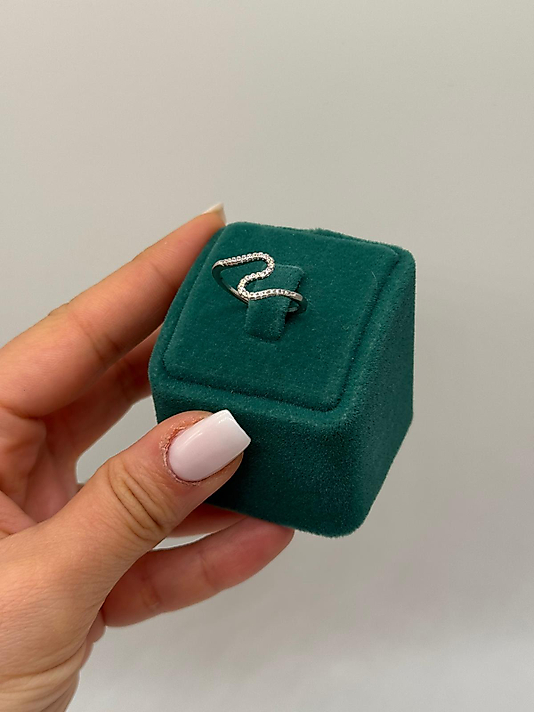 Xuping Gümüş Renk Dalga Taşlı Yüzük