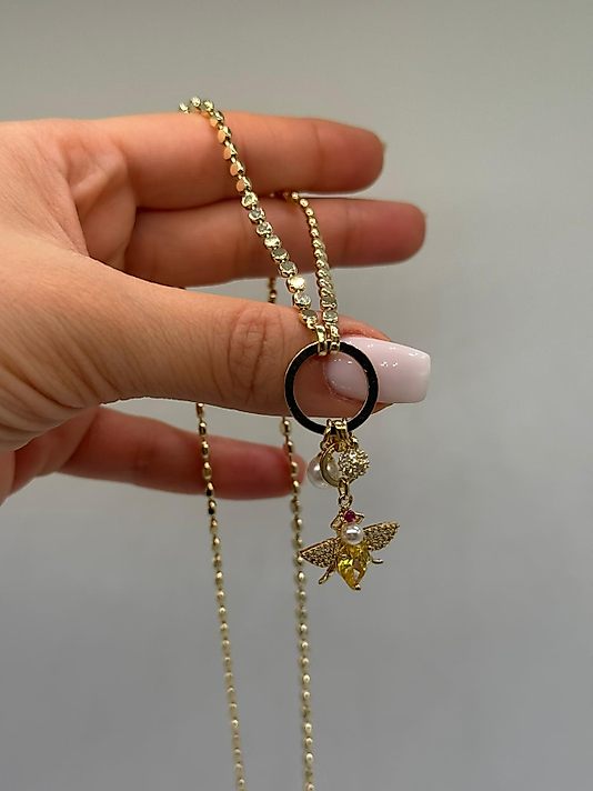 Xuping Gold Renk Arı Figürlü İnci Detaylı Kolye