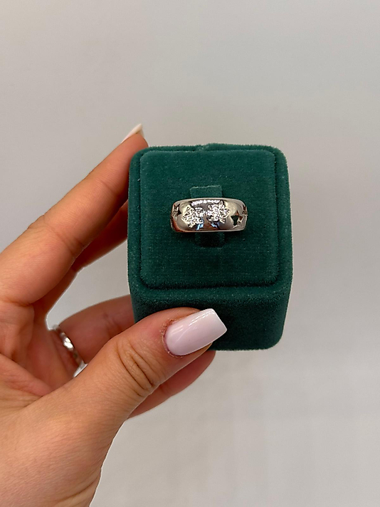 Xuping Ay ve Yıldız Motifli Taşlı Geniş Yüzük