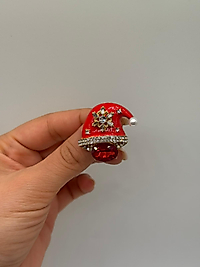 Zirkon Taşlı Yılbaşı Şapkası Figürlü Broş