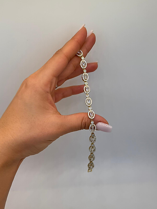 Xuping Oval Baget Taşlı Altın Renk Su Yolu Bileklik