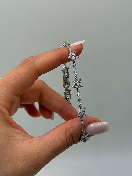 XUPİNG Yıldız Motifli VIP Çelik Bileklik – Zirkon Taşlı | Gümüş Renk