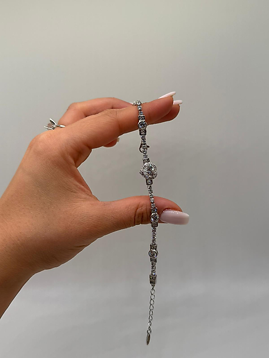 XUPİNG Orta Taşlı Zirkon VIP Çelik Bileklik – Gümüş Renk