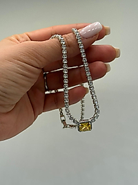 Sarı Taş Detaylı Tam Tur Xuping Kolye