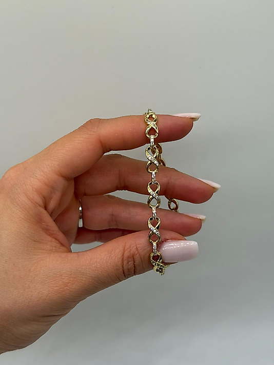 Xuping Sonsuzluk ve Kalp Detaylı Taşlı Bileklik