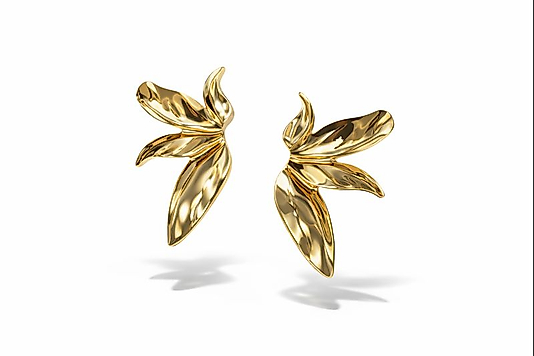 Gold Kelebek Form Parlak Yüzey Kadın Küpe