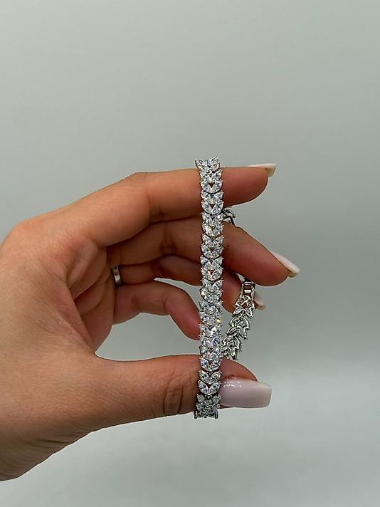 XUPİNG Tam Zirkon Taşlı VIP Çelik Bileklik – Gümüş Renk