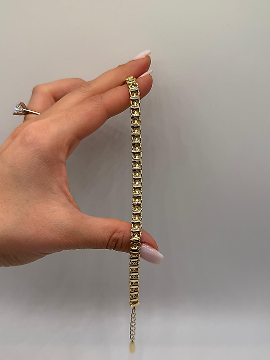 Xuping VIP Çelik 14K Altın Renk Sık Dokulu Zincir Kadın Bileklik