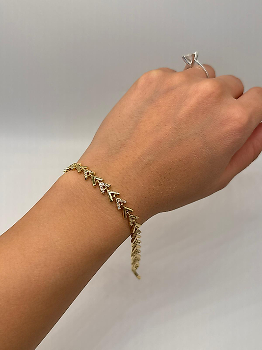 Xuping Zirkon Taşlı Ok Desenli Gold Bileklik