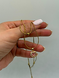 Xuping Pembe Kalp Taşlı Ayarlanabilir Kolye