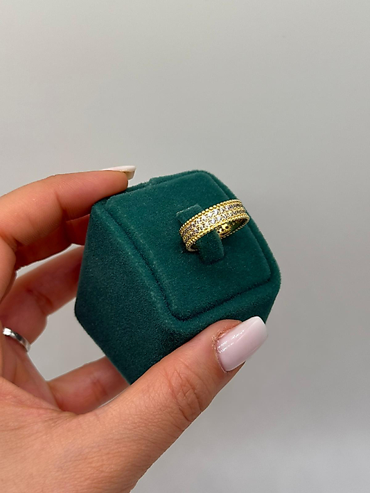 Xuping Çok Sıralı Taşlı Altın Renk Yüzük