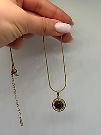 Güneş Motifli Doğal Taş Çelik Kolye