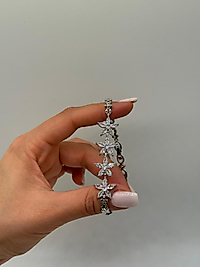 XUPİNG Çiçek Motifli Zirkon Taşlı VIP Çelik Bileklik – Gümüş Renk