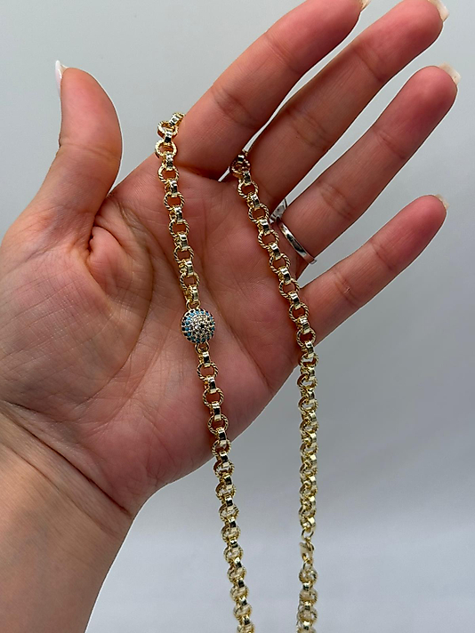 Xuping VIP Çelik Nazar Boncuk Detaylı Zincir Kolye – 14K Altın Renk