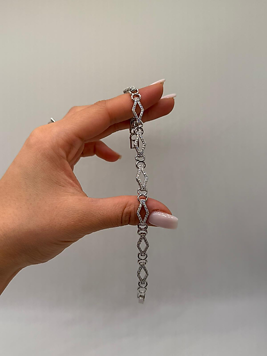 XUPİNG Geometrik Zirkon Detaylı VIP Çelik Bileklik – Gümüş Renk