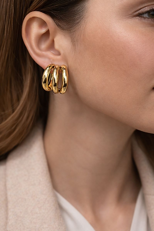 Üçlü Halka Form VIP Çelik Küpe