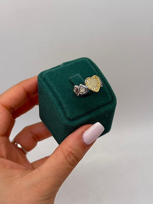 Xuping Altın Kalp Işıltısı Taşlı Yüzük