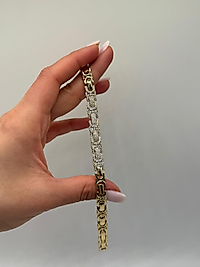 Zirkon Şerit Detaylı Xuping VIP Çelik 14K Altın Renk Kadın Bileklik