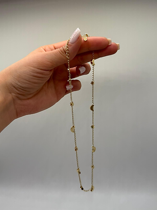 Xuping VIP Çelik Ay ve Yıldız Figürlü Kolye – 14K Altın Renk