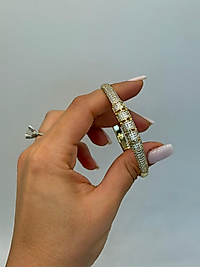 Xuping Geometrik Taşlı Altın Renk Kelepçe Bileklik