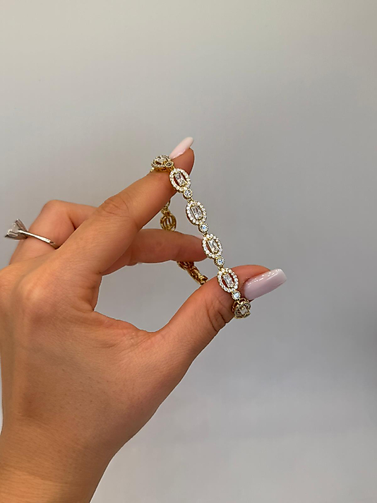 Xuping Oval Baget Taşlı Altın Renk Su Yolu Bileklik