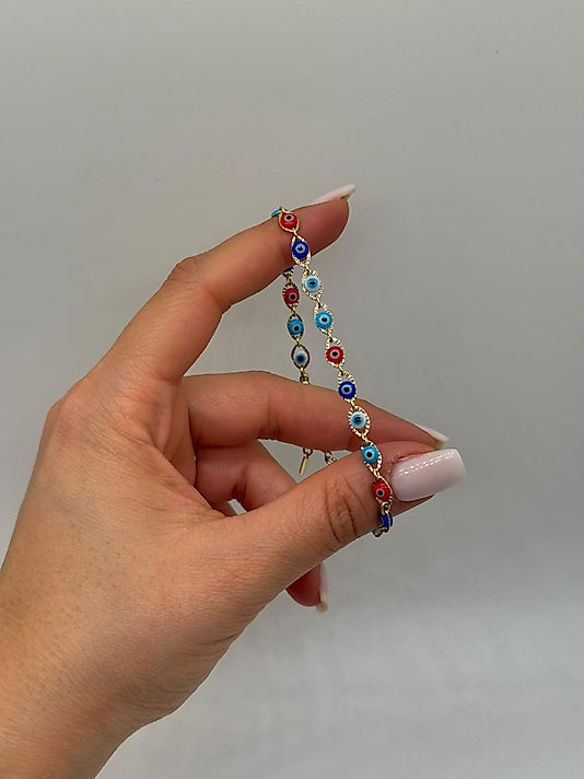 Xuping Altın Kaplama Renkli Nazar Boncuklu Bileklik